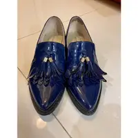 在飛比找蝦皮購物優惠-ORiental TRaffic 流蘇造型亮面深藍樂福鞋（近