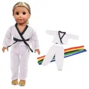 18 Inch Girl Doll Clothes White Karate / Tae Kwon Do Outfit Includes Blouse,