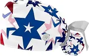 [YTYVAGT] 2-Pc,Gourd-Shaped Working Cap,Fisherman Hat with Buttons and Cotton Sweatband,Blue Background Stars Pattern