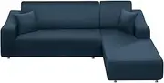 NAISI Couch Cover L Shape 2 Pieces Sofa Cover Soft Stretch Slipcovers with 2pcs Pillowcases Furniture Protector Sectional Couch Covers 3 Seater + 3 Seater(Teal)