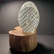 Spiral Egg With Bubble Art Glass Paperweight From Facets New