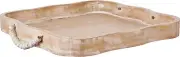 Mud Pie Scalloped Beaded Tray, 18" x 18", Brown