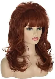 80s Housewife Wig FVCENT Large Bouffant Hair Long Wavy Classic Beehive Wigs with Bangs Married Costumes for Women