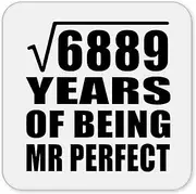 [Designsify] Gifts, 83rd Anniversary Square Root of 6889 Years of Mr Perfect, Drink Coaster Mat Wipe-Clean Non-Slip Non-Skid Cork Back, for Birthday Mom Dad Parents Fathers Mothers Day Party