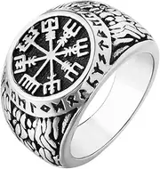 [Generic] Rune - Patterned Ring with Nordic Runic Symbols Titanium Steel Viking Valknut Pirate Jewellery