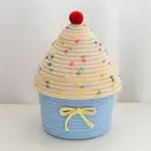 Cartoon House Shape Cotton Rope Woven Storage Basket With Lid Storage Toy Basket