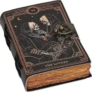 Skull Lovers Tarot Notebook Leather Journal Deckle Edge Paper Grimoire Journal