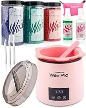 Freshine Digital Non-Stick Wax Pot, Pro Waxing Kit Heater Warmer with Silcone Liner, Hard Wax Beads, Paperless Brazilian Depilatory for Eyebrow, Face, Body, and Leg Hair Removal, Ideal for Home or Salon Use(600g Bowl Spray Wax Kit)
