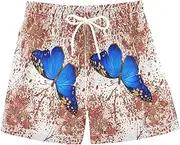 [RPLIFE] Boy Swimming Trunks, Anti Chafe Swim Trunks for Boys 2 T, Watercolor Flowers Butterflies