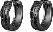 [Suiknsn] Black Hoop Earrings for Men 925 Sterling Silver Earring, Small, Sterling Silver Zircon, Zircon