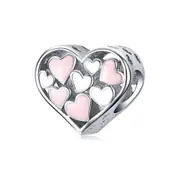 Silver plating Openwork Heart Pendant Charm for Women Charm Bracelet Jewelry