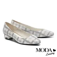 在飛比找momo購物網優惠-【MODA Luxury】簡約時尚獨特透明造型低跟鞋(黑格)
