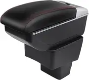 Car Armrest for CX3 CX-3 2014-2019 Double Layer Console Center Large Storage Box Black with Red Stitching