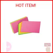 Oxford Neon Index Cards, 3" x 5", Ruled, Assorted Colors, 100 Per Pack (40279)