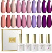 ROSALIND UV Nail Polish Shellac Nail Polish 10 Pieces Colour Gel Colour Nail Gel Purple Pink Red Semi Permanent Nails Shellac Set Salon/Home Nail Polish Kit 6 ml Valentine's Day
