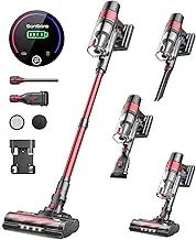 Cordless Vacuum Cleaner, 40KPA/450W Power 55Mins Runtime, Stick Vacuum with Touch Screen, Vacuum Cleaner with 1.5L Cup, Detachable Battery, All Floors, Sofa, Car, Pet Hair, SunSare KCV02