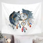 Native American Wolf Painting Tapestry