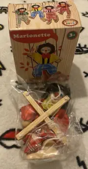 Vtg Wooden Toys Clown Hand Puppet Toy 18” Marionette New Sealed Htf Rare