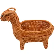 Wicker Storage Basket with Lid Fruit Rattan Daily Handmade Kitchen