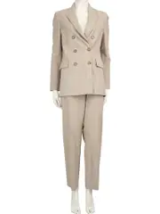 Beige Tartan Blazer & Trouser Set