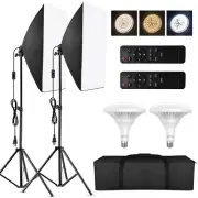 Studio Softbox Photography Lighting Kit 3000K-6000K 150W LED Bulbs & Remote P5Y5