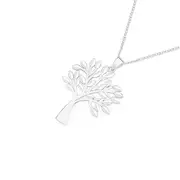 Silver Diamond-cut Olive Tree Pendan