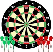 Funsparks Magnetic Dart Board Game - Full Set with 3 Green and 3 Red Darts in Cardboard Box