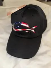 Field & Stream Hat American Flag Silicone Fish Icon Stretch Fit Hat Size L/XL
