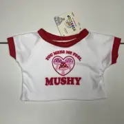 ❤️ NWT Build a Bear You Make Me Feel Mushy White Tee Shirt Valentine’s day
