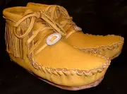 Buffalo Women's Moccasins Size 8 Gold indian Leather Pawnee Style Handmade