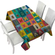 Multi Colored Checkered Bugs and Insects Tablecloth