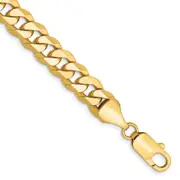 Solid 14K Yellow Gold 8 inch 8.5mm Flat Beveled Curb with Lobster Clasp Bracelet