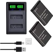 2 Pack of EN-EL23 Batteries 3400mAh and USB C Dual Battery & C Port Charger for Nikon Coolpix B700 P900 P600 P610 S810c Digital Camera