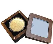 Kuehssn Coin Presentation Display Box - Clear Top Walnut Single Coin Display Box,Portable Storage Case Holders for Birthday New Year Christmas Easter Collectibles