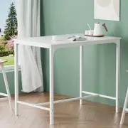 Bar Table Dining Desk High Kitchen Shelf Metal Legs Cafe Pub White