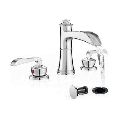 4-16 Inch Widespread Bathroom Sink Faucet, Brass Bathroom Faucets Waterfall C...