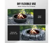 Round Steel Fire Pit Ring, 0.9m Diameter, DIY Campfire Liner with High Heat Coating