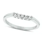 0.17 CT. T.W. Natural Diamond Five Stone Wedding Band in Solid 14K White Gold (H/SI2)