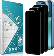 Slanku [3 Pack] Privacy Screen Protector For iPhone 15 Pro Max, 15 Plus Tempered Glass, Anti-Spy, 9H Hardness, Case Friendly, Bubble Free, Anti Scratch