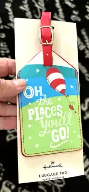 NIP Vtg '19 HALLMARK DR SEUSS Red LUGGAGE TAG ID Business Card Holder KEY CHAIN