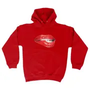 Biting Red Lips - Funny Novelty Hoodies Hoodie