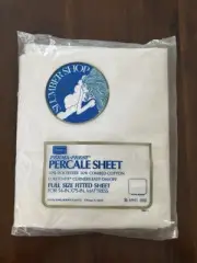 Vtg Sears White Perma Prest Percale Full Fitted Sheet Made USA New Old Stock