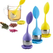 Loose Leaf Tea Infuser Silicone Stainless Tea Strainer Filter Yellow+Blue+Purple