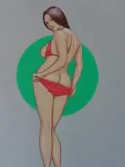 female figure drawing Ink colored pencil artist Jerome Cadd "Rearview Wonder"