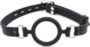 Silicone O-ring Sex Gag - Silicone Sex Toy Bondage Gag for Sex Games - Bondage Restriction Mouth Bite Gag for Sex Games (Black)