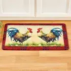 Colorful Pair of Roosters Skid-Resistant Anti-Fatigue Foam Kitchen Mat