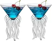 Octopus Cocktail Glass Creative Martini Drinkware Bar Goblet Tools Snifters (250ML 2 Transparent)
