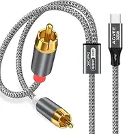 [AGVEE] 4ft Dual DAC 32Bit/384kHZ USB C to RCA Audio Cable, Type C to 2RCA Y Splitter Cord for iPhone 16 15 iPad Pro Samsung Galaxy S24 S23 S22 S21, Google Pixel Series, Amplifiers, Gray
