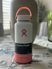 Hydro Flask 32 oz Wide Mouth Bottle Limited Edition White Pink Red Sunrise RARE