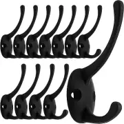 IBosins 12 Pack Black Coat Hooks Wall Mounted with 24 Screws Retro